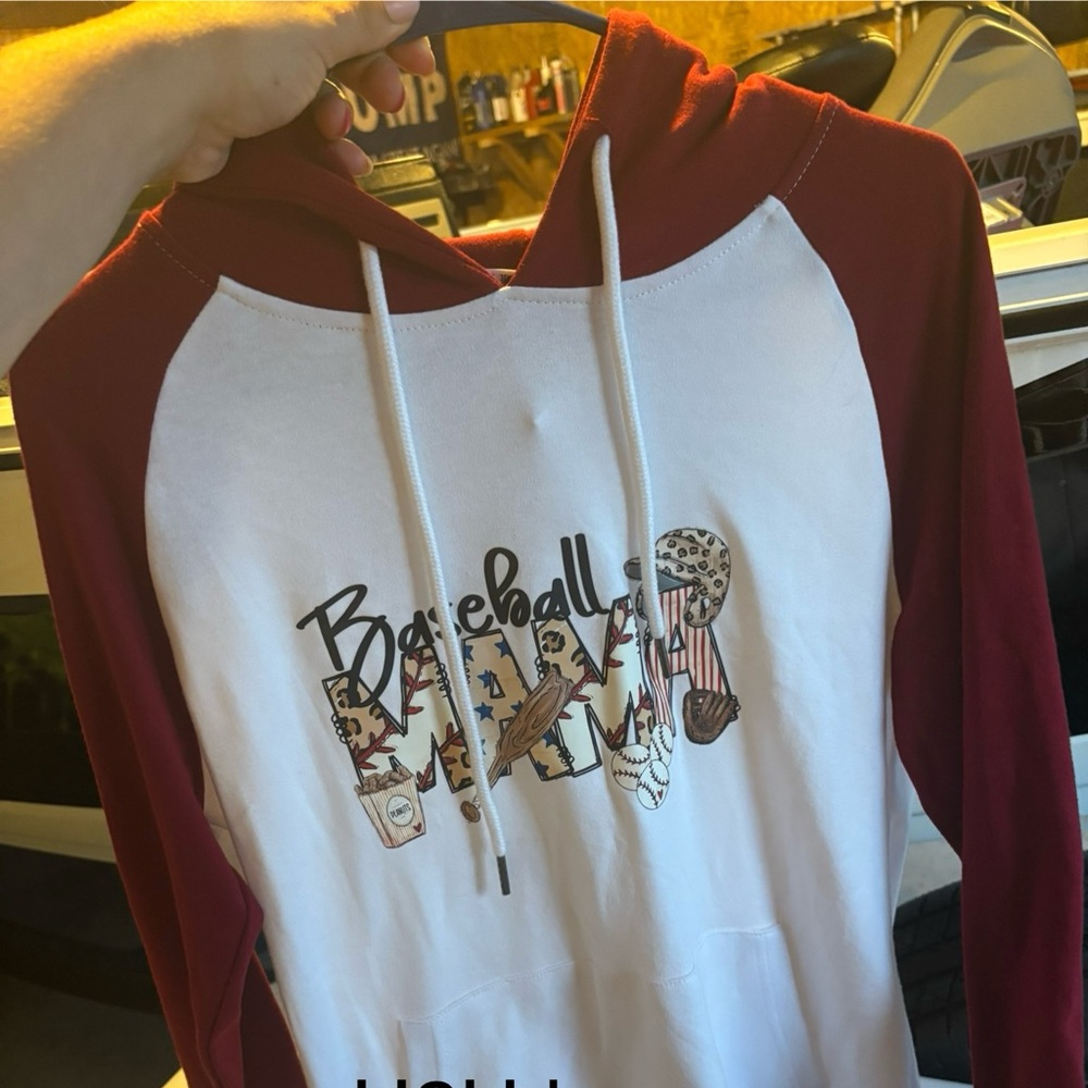 Baseball Themed Red and White Hoodie